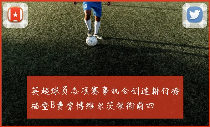 英超球员各项赛事机会创造排行榜福登B费索博维尔茨领衔前四